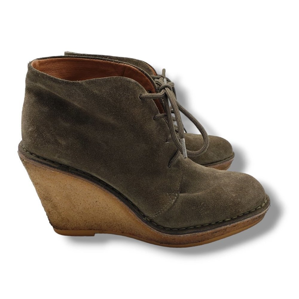 Marc by Marc Jacobs Crosta Kaky Wedge Bootie Womens US 6 EUR 36 Green Suede